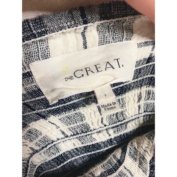 THE GREAT Gingham B&W Plaid Smocked Bust Flutter Sleeve Maxi Dress US SMALL - Picture 14 of 16